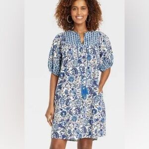 Knox Rose Blue and White Floral Dress 2X